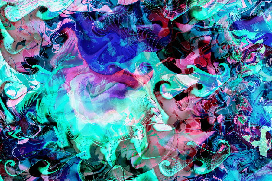 Blue Pink & Green Trippy Abstract Design Print 100% Australian Made