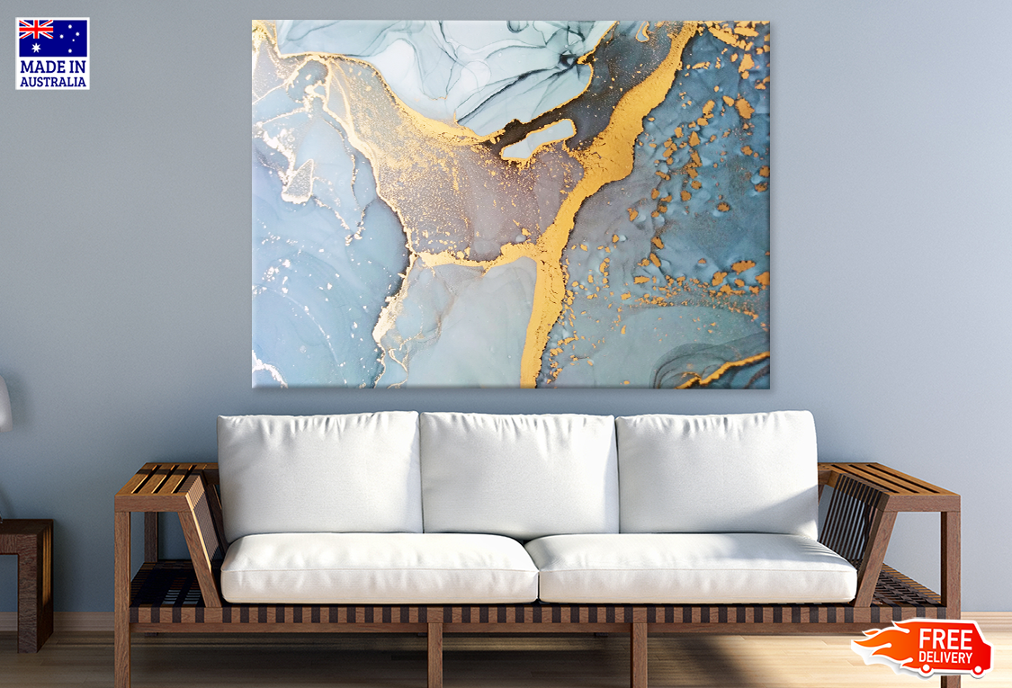 Blue & Gold Abstract Design Print 100% Australian Made