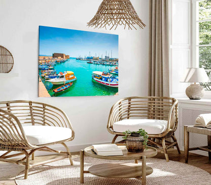 Bella Home Boats Parked in Bay & Sky View Print Canvas Ready to hang