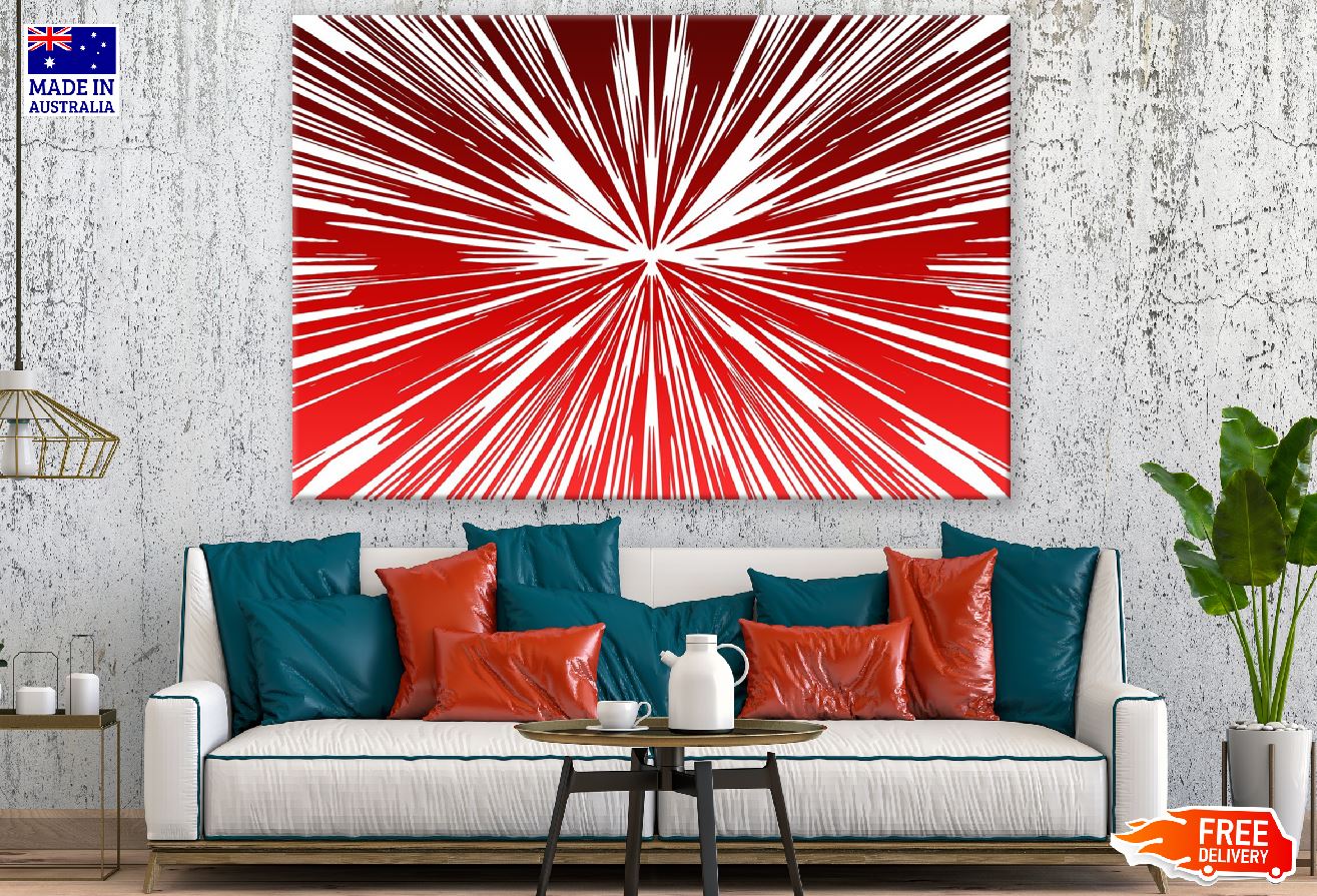 Red White Abstract Design Print 100% Australian Made