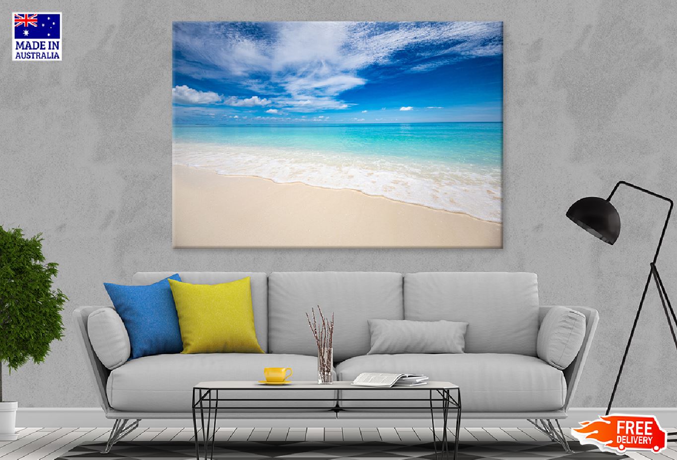Sandy Sea & Blue Summer Sky View Photograph Print 100% Australian Made