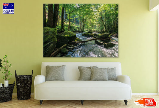 Stream Among the Rocks in Forest View Photograph Print 100% Australian Made