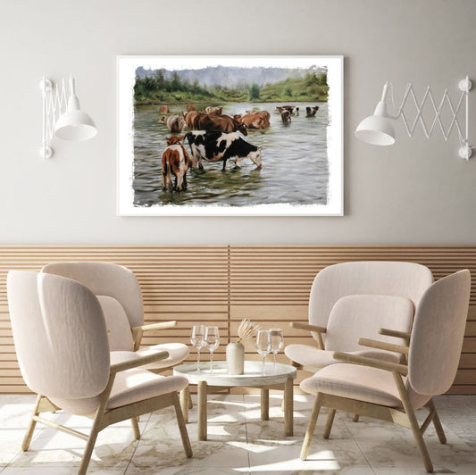 Cow Herd Watercolor Painting Home Decor Premium Quality Poster Print Choose Your Sizes