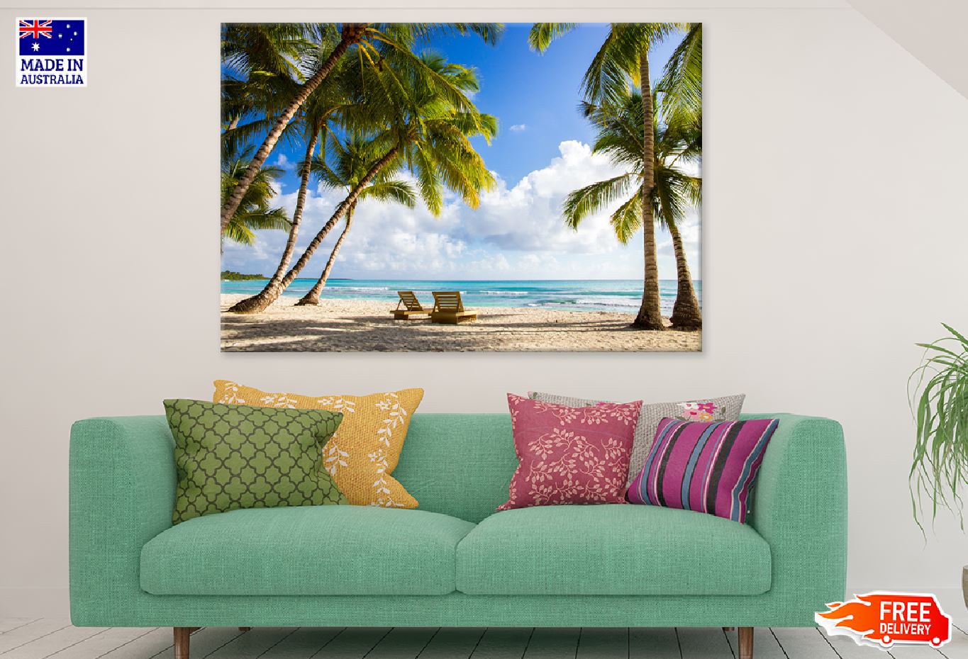 Palm Trees Near Beach Photograph Print 100% Australian Made