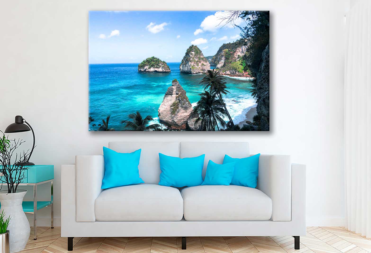 Bella Home Ocean View With Large Rocks City Print Canvas Ready to hang