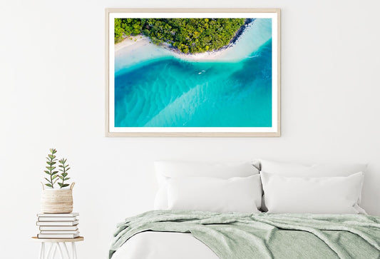 Aerial View of Blue Beach Scenery Photograph Home Decor Premium Quality Poster Print Choose Your Sizes