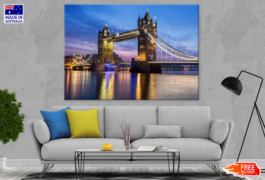 River & Bridge In London City View Print 100% Australian Made