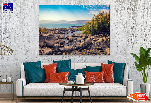 Galilee Sea with Rocks Tabgha View Photograph Print 100% Australian Made