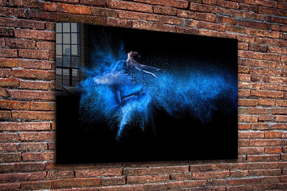 Blue Ballerina Abstract Print Tempered Glass Wall Art 100% Made in Australia Ready to Hang