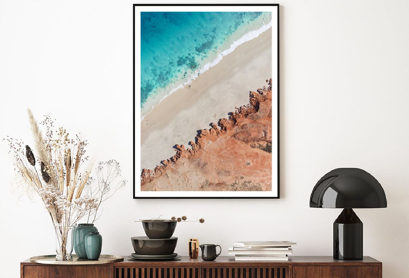 Sand Beach & Red Cliffs Aerial View Photograph Home Decor Premium Quality Poster Print Choose Your Sizes