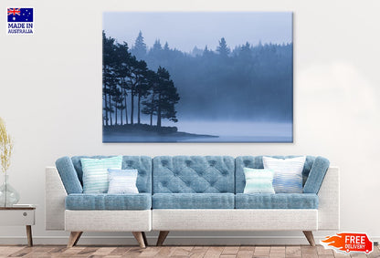 Trees on Lake & Foggy View Photograph Print 100% Australian Made