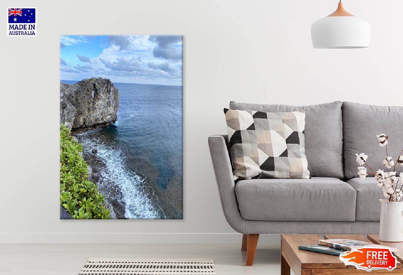 Cape Maeda Beach with Cliff View Photograph Print 100% Australian Made