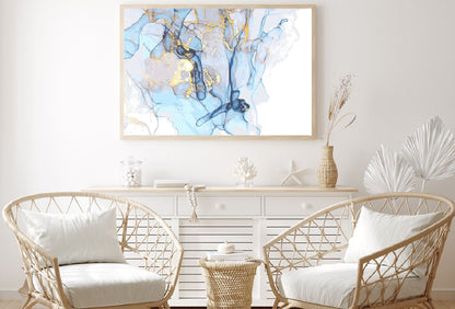 Pink Blue & Gold Splash Abstract Design Home Decor Premium Quality Poster Print Choose Your Sizes