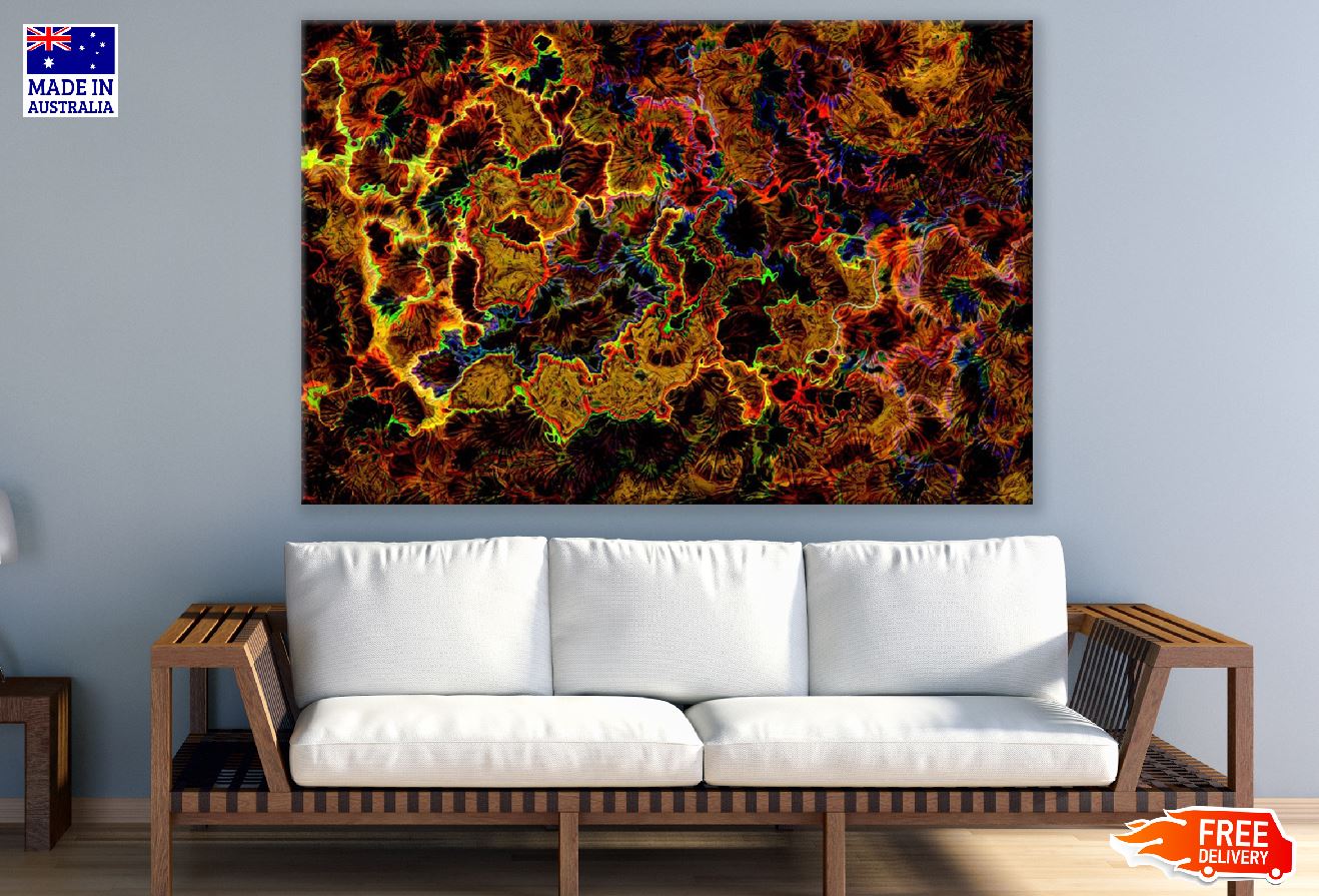 Gold Yellow & Red Abstract Design Print 100% Australian Made