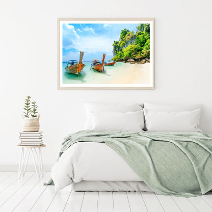 Boats Near Sea Shore Photograph Home Decor Premium Quality Poster Print Choose Your Sizes