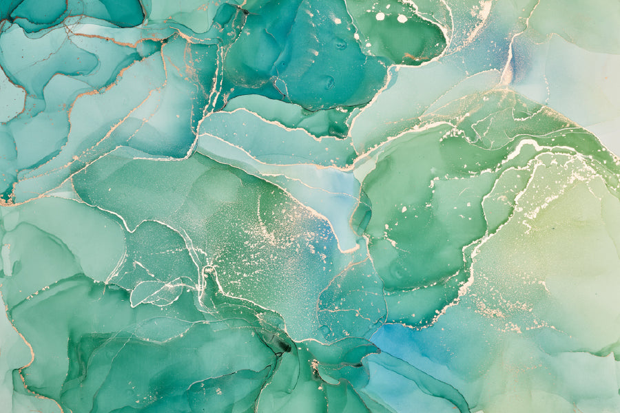 Green & Gold Abstract Fluid Art Design Print 100% Australian Made