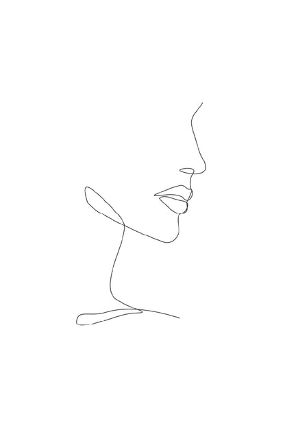 Woman Face B&W Line Art Design Print 100% Australian Made