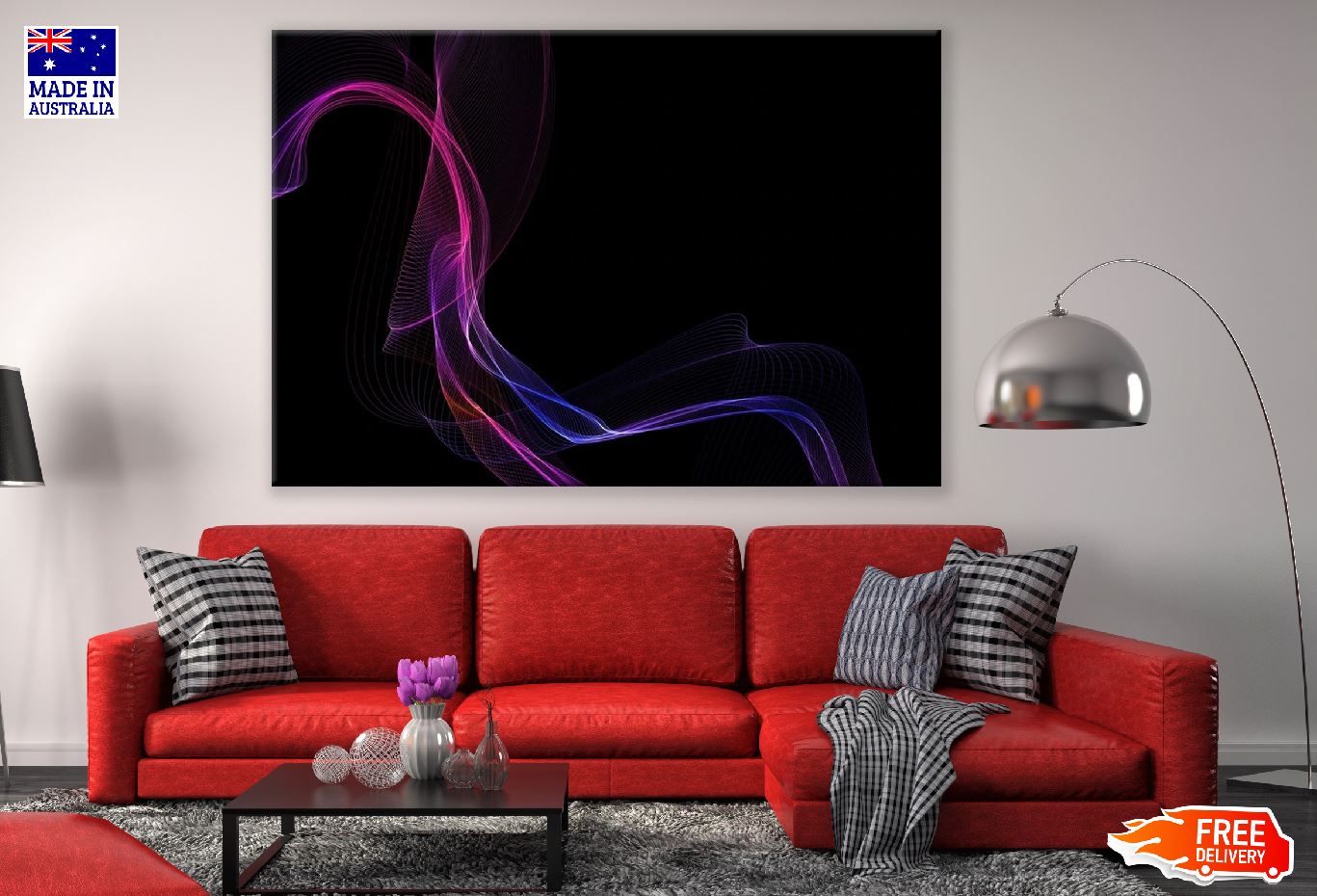 Pink & Blue Digital Lines Abstract Design Print 100% Australian Made