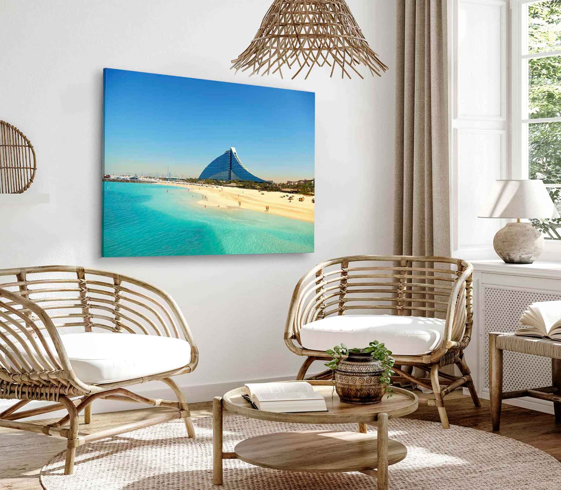 Bella Home White Sand Beach View in Dubai Print Canvas Ready to hang