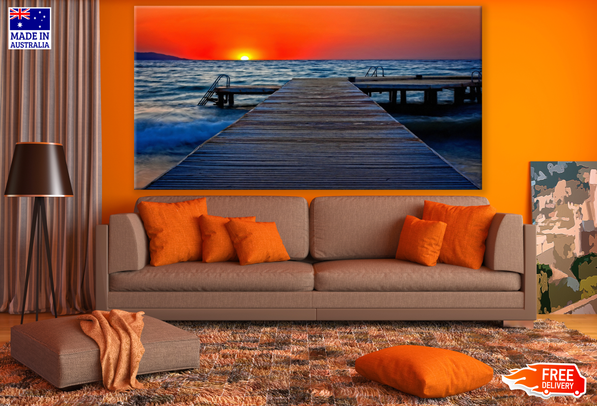 Wooden Pier Beach Sunset Photograph Print 100% Australian Made