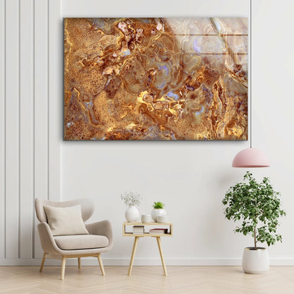 Gold & Grey Abstract Design Acrylic Glass Print Tempered Glass Wall Art 100% Made in Australia Ready to Hang