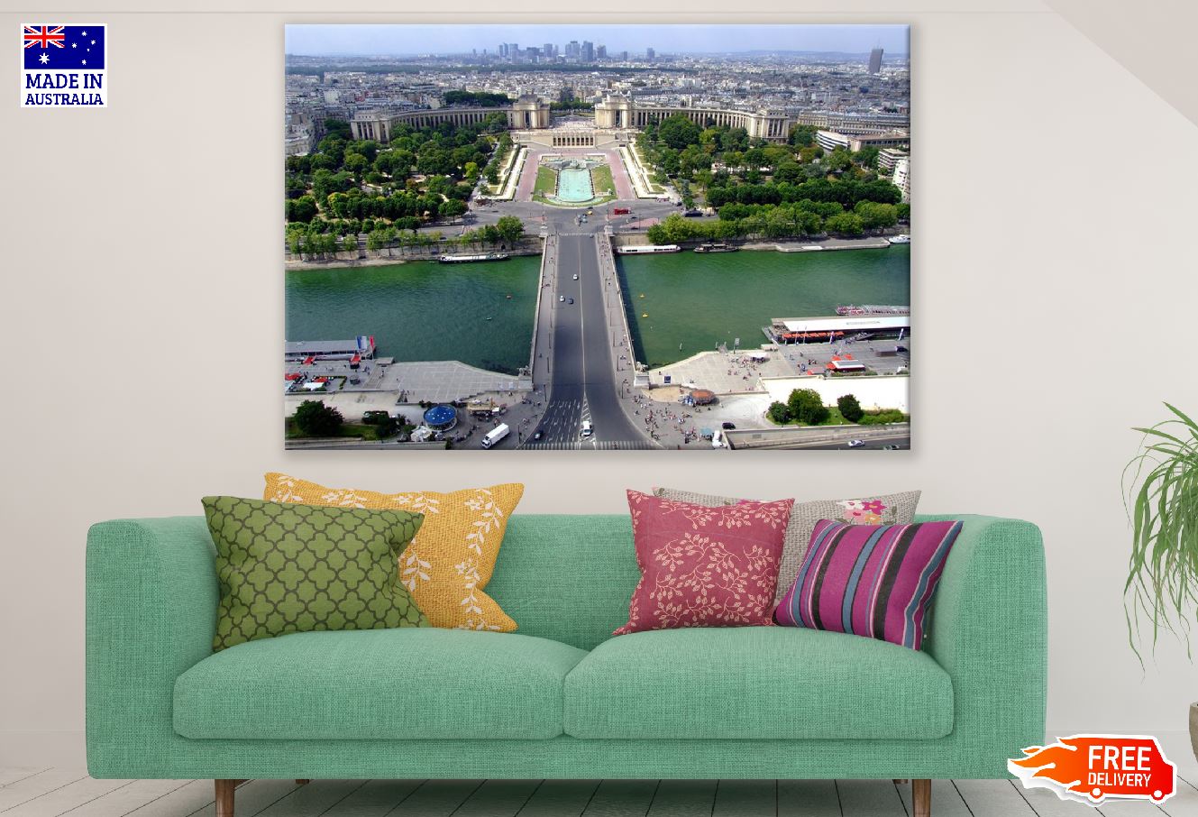 Trocadéro Gardens Aerial View Photograph, Paris Print 100% Australian Made
