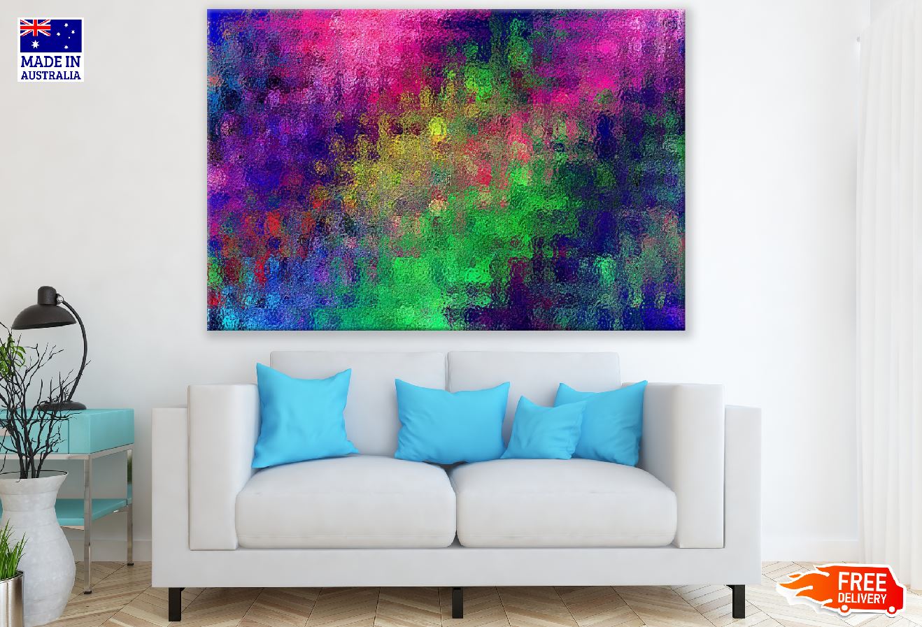Green Pink & Blue Abstract Design Print 100% Australian Made
