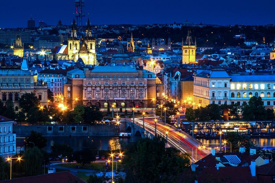 Prague Jarmark City Night View Photograph Print 100% Australian Made