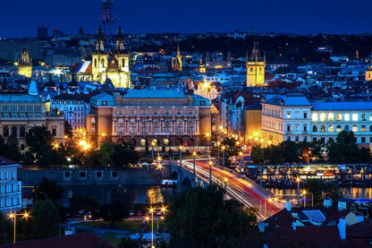 Prague Jarmark City Night View Photograph Print 100% Australian Made