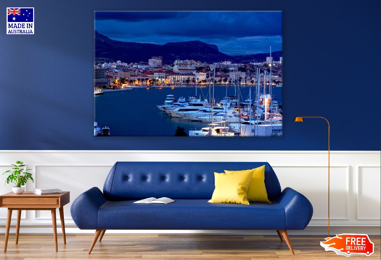 Split City in Croatia Night view Photograph Print 100% Australian Made
