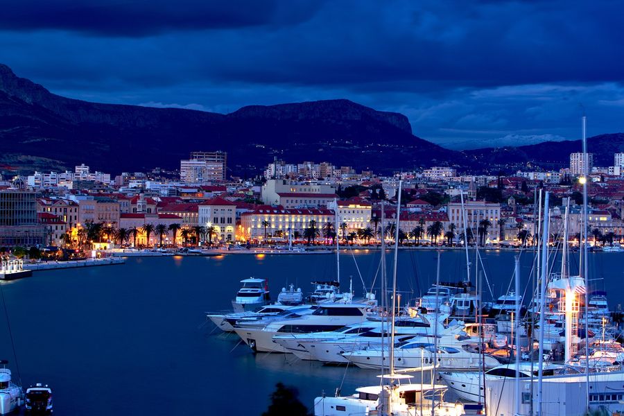 Split City in Croatia Night view Photograph Print 100% Australian Made