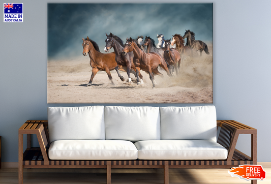 Horses Running On Sand Ground Photograph Print 100% Australian Made