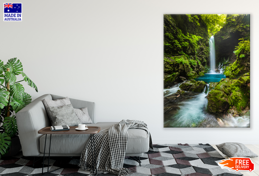 Stunning Waterfall Rocks In Forest Photograph Print 100% Australian Made