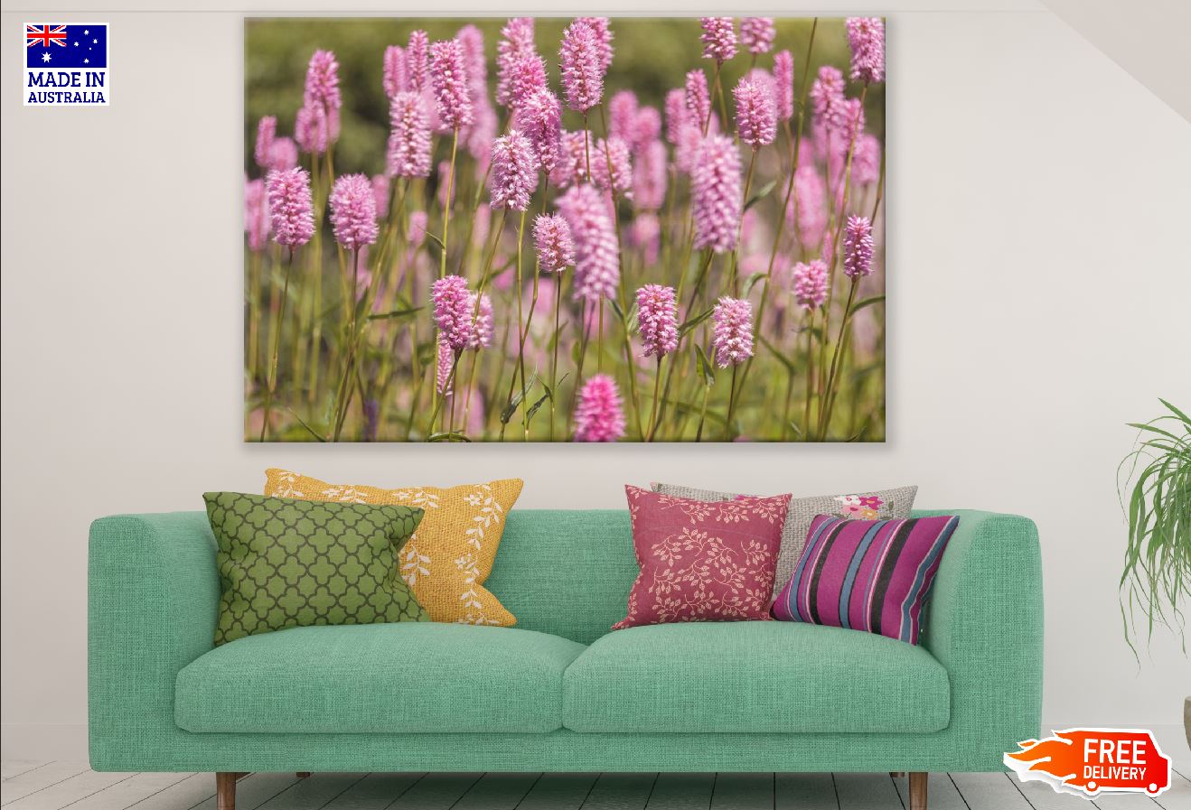 Pink Lavender Flower Field Photograph Print 100% Australian Made