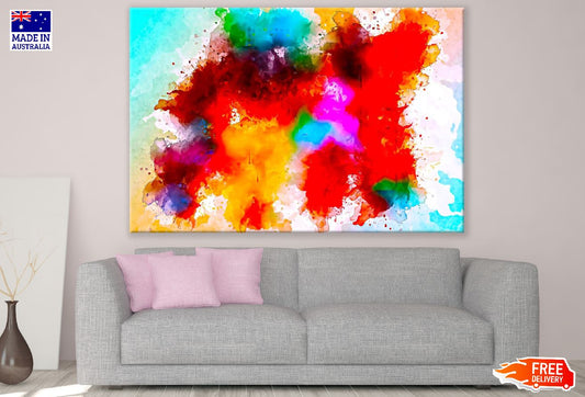 Red Orange & Blue Color Spots Abstract Design Print 100% Australian Made