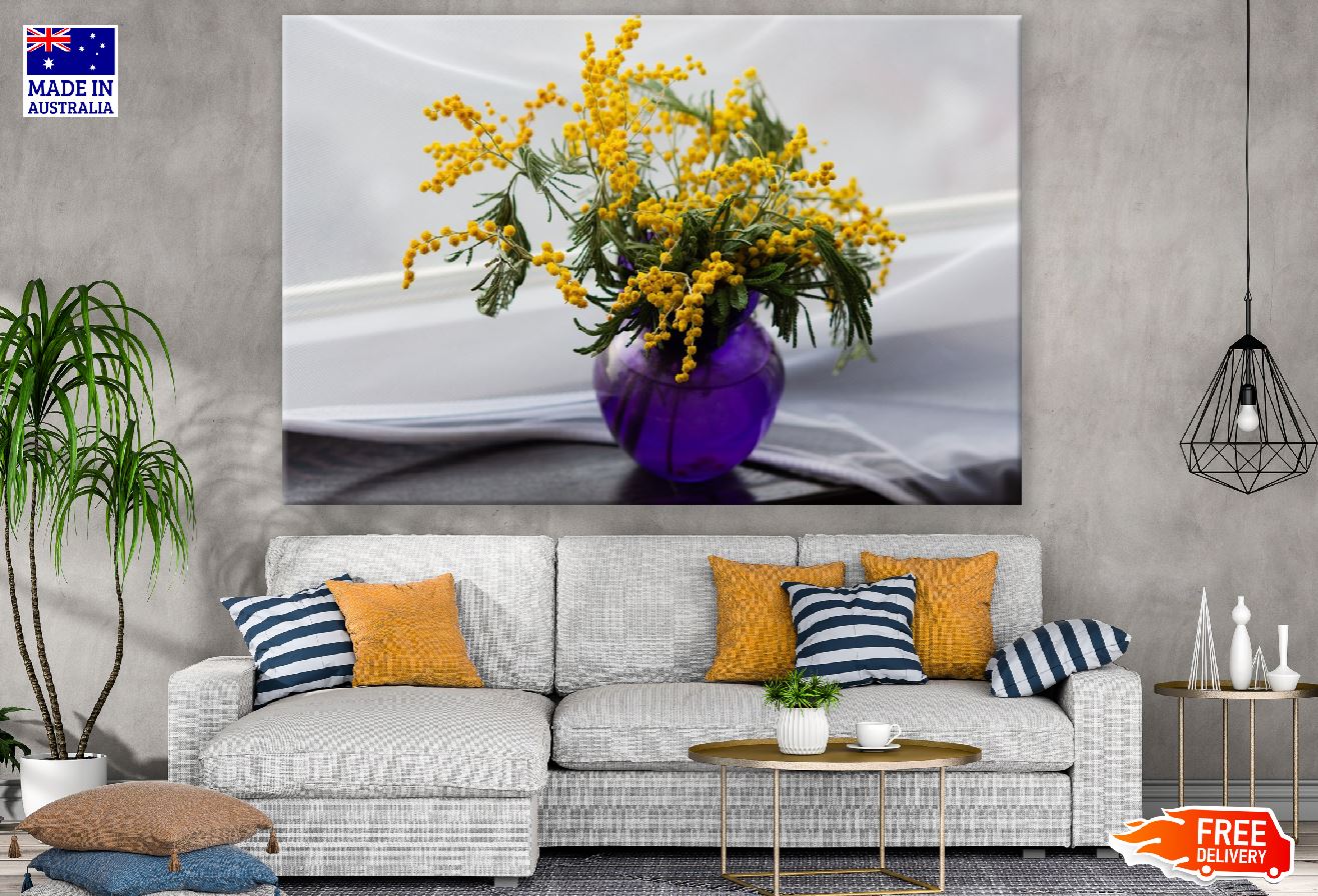 Mimosa Flowers on Flower Vase Photograph Print 100% Australian Made