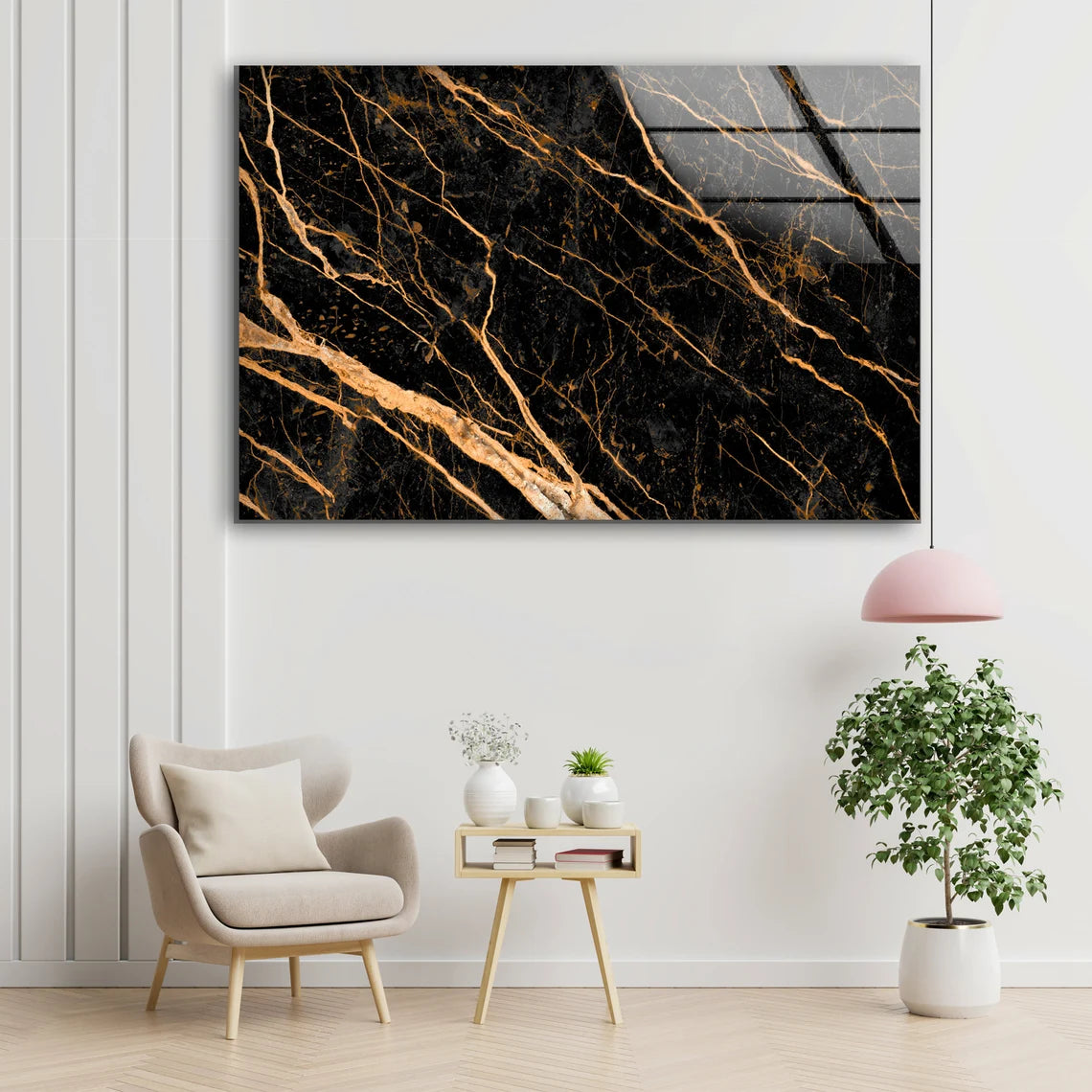 Black & Gold Abstract Design Acrylic Glass Print Tempered Glass Wall Art 100% Made in Australia Ready to Hang