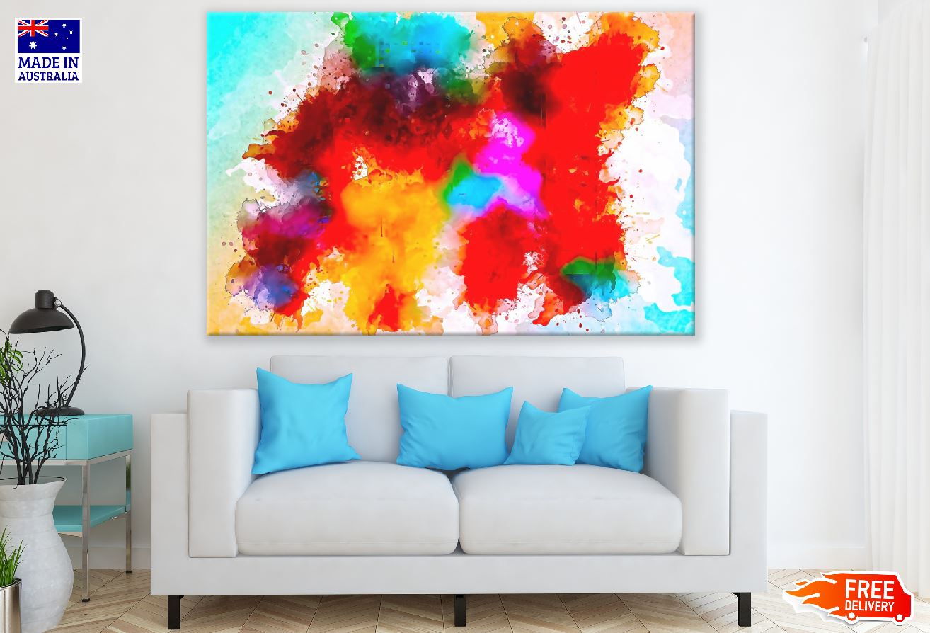 Red Orange & Blue Color Spots Abstract Design Print 100% Australian Made
