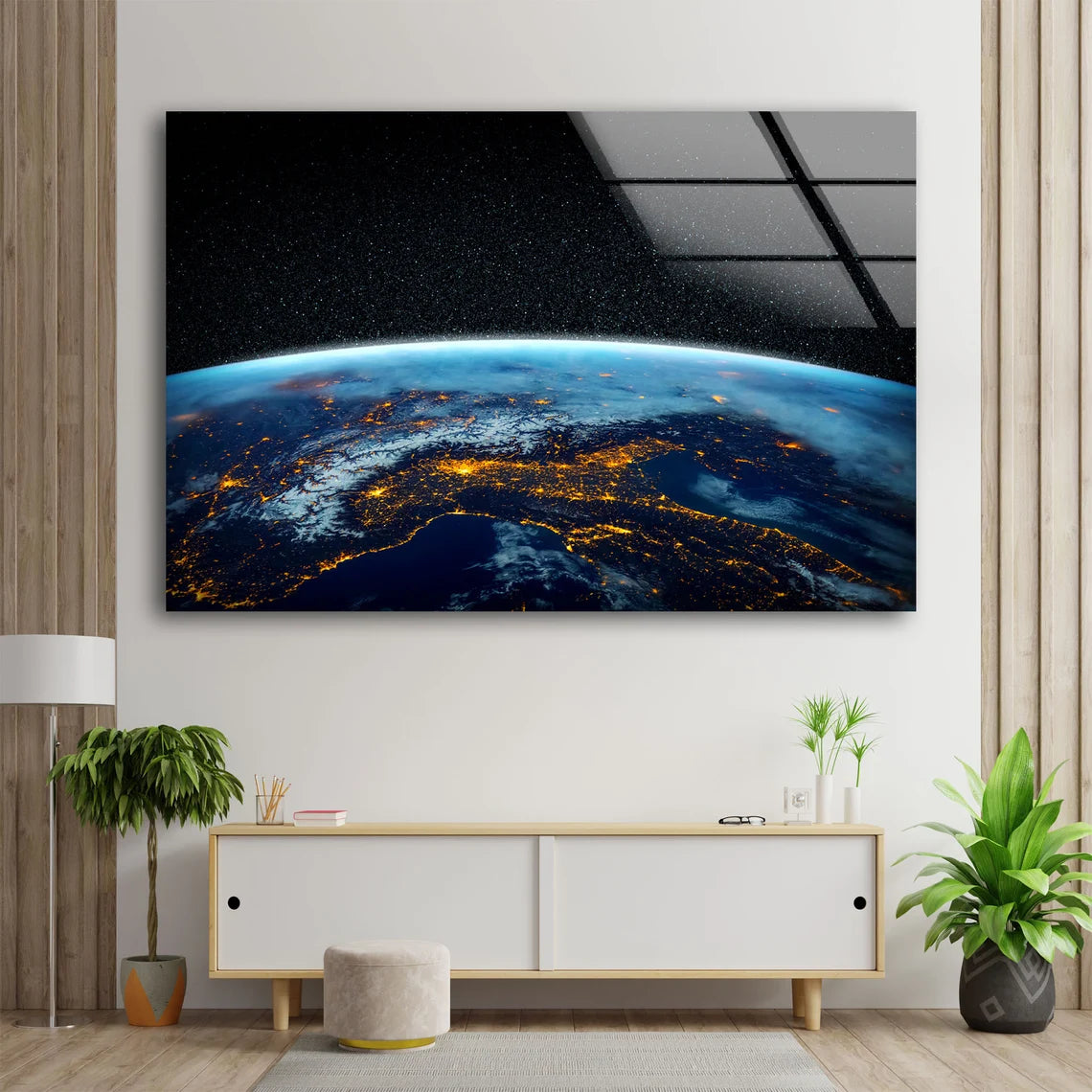 Earth Space View Photograph Acrylic Glass Print Tempered Glass Wall Art 100% Made in Australia Ready to Hang