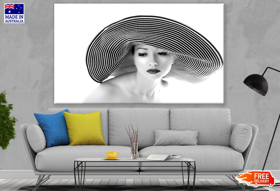 Woman With A Hat B&W Photograph Print 100% Australian Made