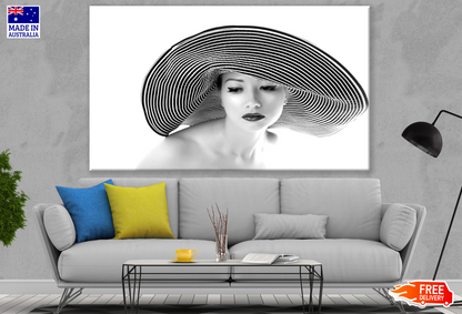 Woman With A Hat B&W Photograph Print 100% Australian Made