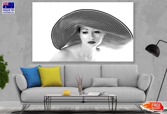 Woman With A Hat B&W Photograph Print 100% Australian Made