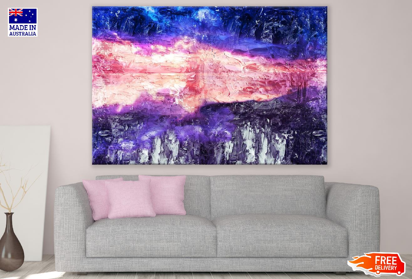 Pink Blue & Purple Paint Abstract Design Print 100% Australian Made