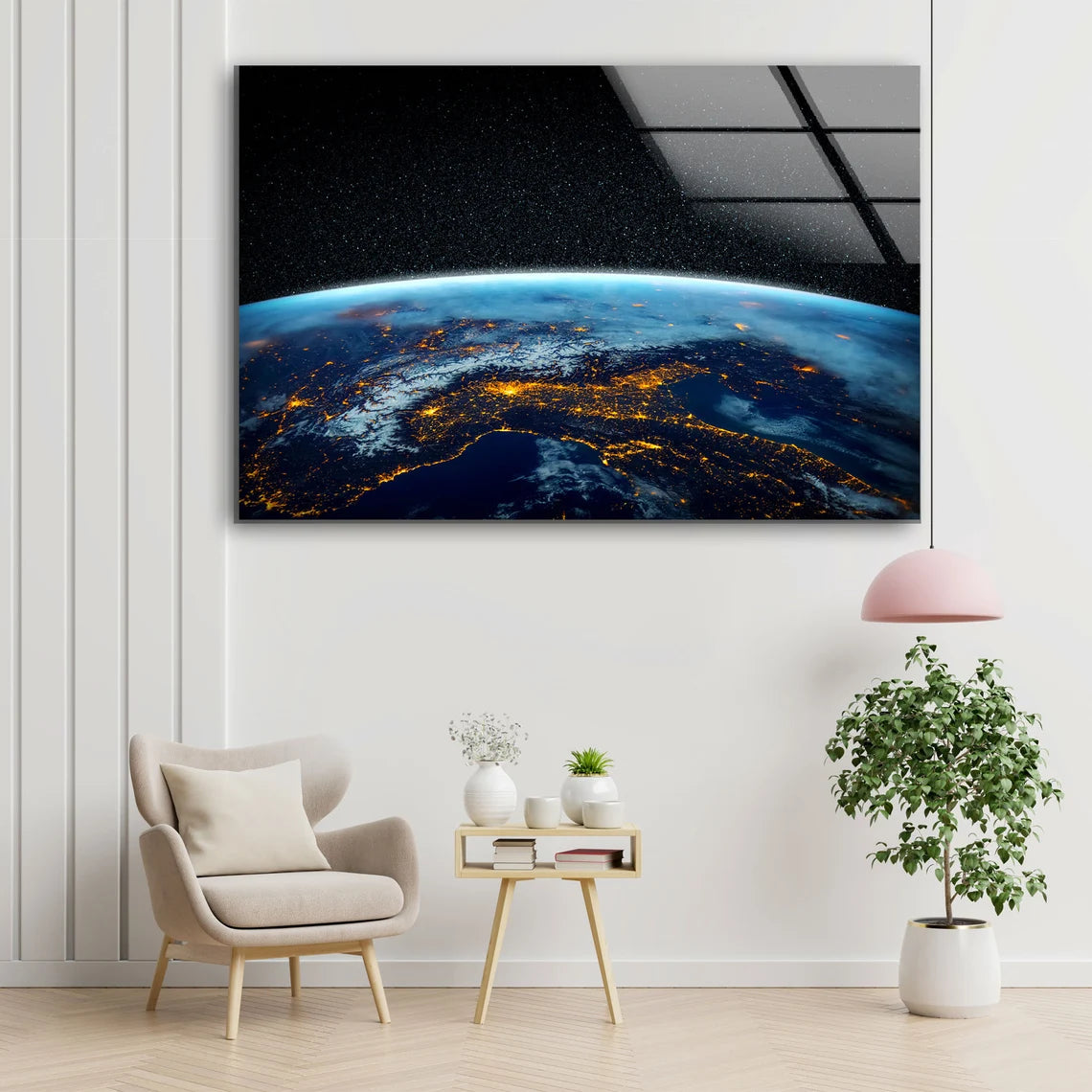 Earth Space View Photograph Acrylic Glass Print Tempered Glass Wall Art 100% Made in Australia Ready to Hang