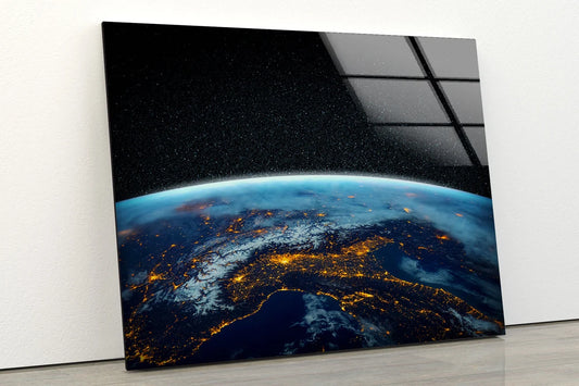 Earth Space View Photograph Acrylic Glass Print Tempered Glass Wall Art 100% Made in Australia Ready to Hang