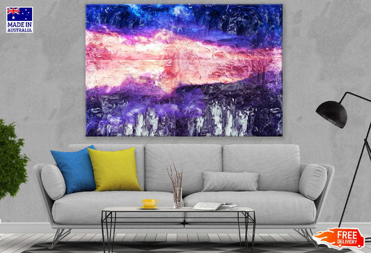 Pink Blue & Purple Paint Abstract Design Print 100% Australian Made