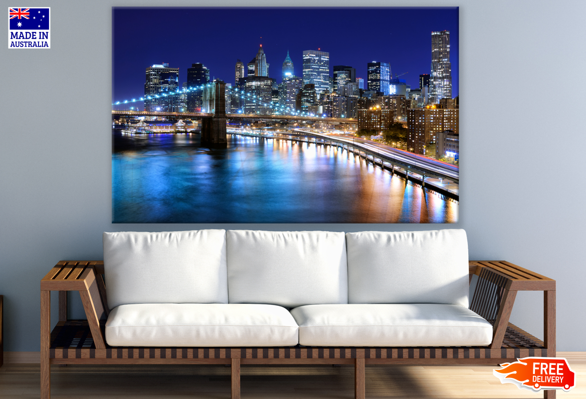 NewYork City Night View Bridge Photograph Print 100% Australian Made