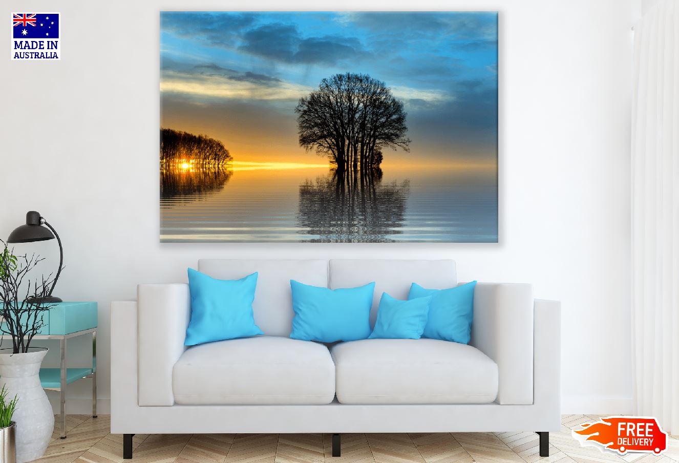 Ravishing Tree on Sea Sunset Photograph Print 100% Australian Made