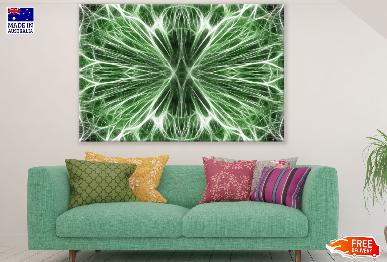 Green Digital Lines Abstract Design Print 100% Australian Made