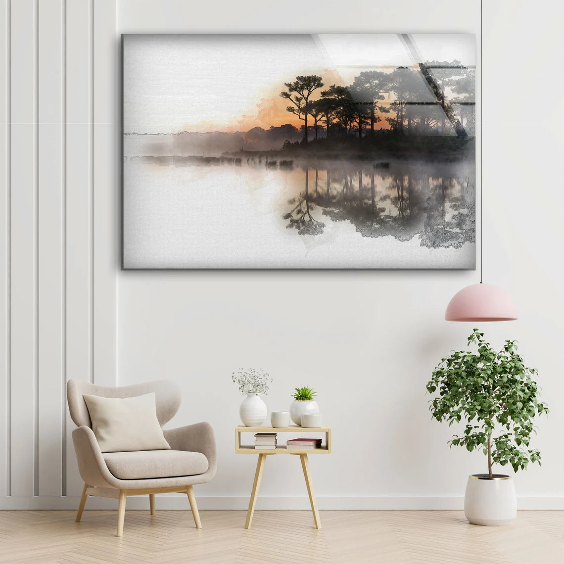 Forest & Lake Painting Acrylic Glass Print Tempered Glass Wall Art 100% Made in Australia Ready to Hang